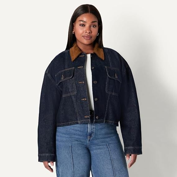 Denim Jacket With Brown Corduroy Collar image 3